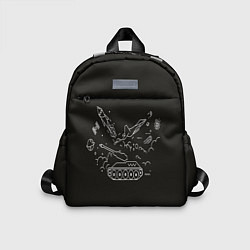 Детский рюкзак Военная техника на черном фоне, цвет: 3D-принт