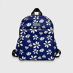 Детский рюкзак Дудл ромашки на синем фоне - паттерн, цвет: 3D-принт
