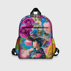 Детский рюкзак Девочка с птицами среди цветов - мскусство, цвет: 3D-принт
