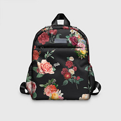 Детский рюкзак Букеты цветов на черном фоне, цвет: 3D-принт