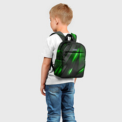 Детский рюкзак Черные пластины с зеленым свечением, цвет: 3D-принт — фото 2