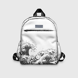 Детский рюкзак Японские волны на белом фоне, цвет: 3D-принт