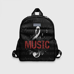 Детский рюкзак Музыка на фоне нот и скрипичного ключа, цвет: 3D-принт