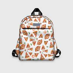 Детский рюкзак Кусочки пиццы - паттерн на белом, цвет: 3D-принт
