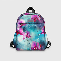 Детский рюкзак Розовые орхидеи на бирюзовом - паттерн акварель, цвет: 3D-принт