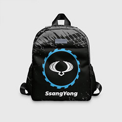 Детский рюкзак SsangYong в стиле Top Gear со следами шин на фоне, цвет: 3D-принт