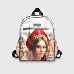 Детский рюкзак Девушка в кокошнике с косой - кремль, цвет: 3D-принт
