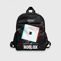 Детский рюкзак Roblox в стиле glitch и баги графики на темном фон, цвет: 3D-принт