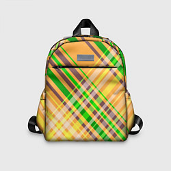 Детский рюкзак Желто-зеленый геометрический ассиметричный узор, цвет: 3D-принт