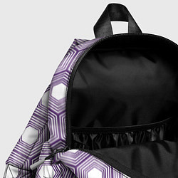 Детский рюкзак Шестиугольники фиолетовые, цвет: 3D-принт — фото 2