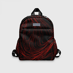 Детский рюкзак Абстракция красные кривые линии на черном, цвет: 3D-принт