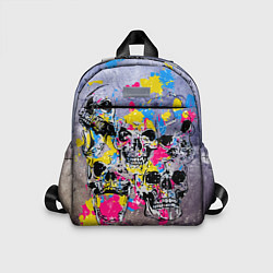 Детский рюкзак Черепа на бетонной стене - граффити, цвет: 3D-принт