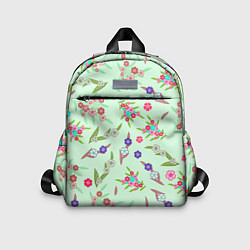 Детский рюкзак Цветы на веточках и листья, цвет: 3D-принт