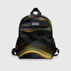 Детский рюкзак Золотые волны на черном фоне, цвет: 3D-принт