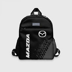 Детский рюкзак Mazda speed на темном фоне со следами шин: надпись, цвет: 3D-принт