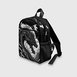Детский рюкзак Черно-белый дракон и волны, цвет: 3D-принт — фото 2