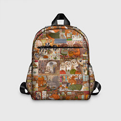Детский рюкзак Коллаж из сказочных зверей - совы, белки, ёжики, цвет: 3D-принт