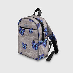 Детский рюкзак Газетные обрывки и синие бабочки, цвет: 3D-принт — фото 2