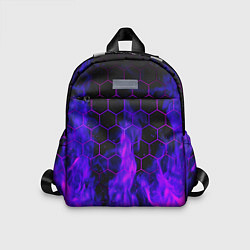 Детский рюкзак Неоновый огонь и соты, цвет: 3D-принт