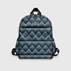 Детский рюкзак Черные синие объемные ромбы, цвет: 3D-принт