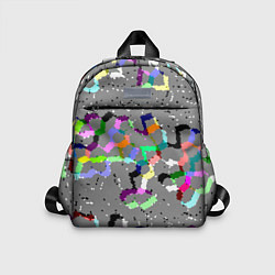Детский рюкзак Серая абстракция с цветными элементами, цвет: 3D-принт