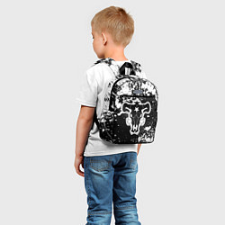 Детский рюкзак Черный клевер - брызги и бык, цвет: 3D-принт — фото 2
