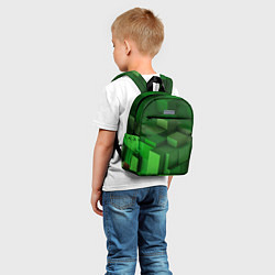 Детский рюкзак Зелёный блоковый паттерн, цвет: 3D-принт — фото 2