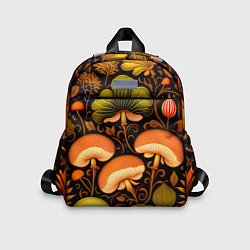Детский рюкзак Грибы с листвой узор, цвет: 3D-принт