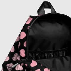 Детский рюкзак Розовые сердечки на чёрном, цвет: 3D-принт — фото 2