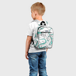 Детский рюкзак Дракон Хаку в стиле тату: белый и бирюзовый паттер, цвет: 3D-принт — фото 2