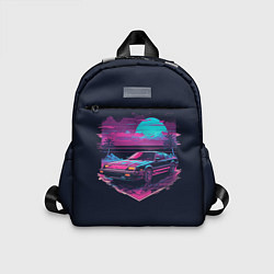 Детский рюкзак Пальмы и гоночная машина в пурпурном свечении, цвет: 3D-принт