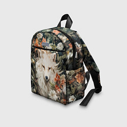 Детский рюкзак Белая лисица в кустах цветов, цвет: 3D-принт — фото 2