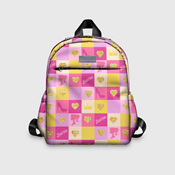 Детский рюкзак Барби: желтые и розовые квадраты паттерн
