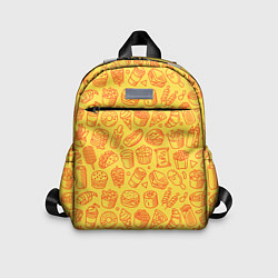 Детский рюкзак Фастфуд - жёлтый, цвет: 3D-принт