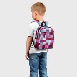 Детский рюкзак Ретро квадраты вишнёвые, цвет: 3D-принт — фото 2