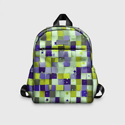 Детский рюкзак Ретро квадраты болотные, цвет: 3D-принт