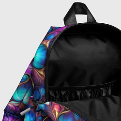 Детский рюкзак Абстракция синие листья и фиолетовый цветы, цвет: 3D-принт — фото 2
