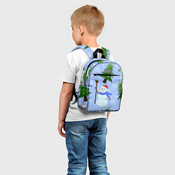Детский рюкзак Снеговики с новогодними елками паттерн, цвет: 3D-принт — фото 2