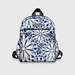 Детский рюкзак Стилизованные цветы абстракция синее-белый