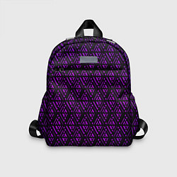 Детский рюкзак Фиолетовые ромбы на чёрном фоне, цвет: 3D-принт