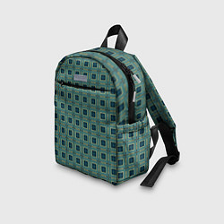 Детский рюкзак Зелёно-бежевый квадраты, цвет: 3D-принт — фото 2