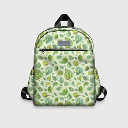 Детский рюкзак Акварельные листья с узором, цвет: 3D-принт