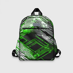 Детский рюкзак Киберпанк линии белые и зелёные, цвет: 3D-принт