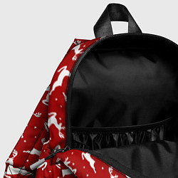 Детский рюкзак Красный паттерн с новогодними оленями, цвет: 3D-принт — фото 2