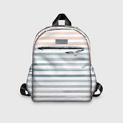 Детский рюкзак Море скрытое в полосках тельняшки чайка, цвет: 3D-принт