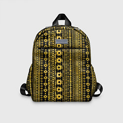 Детский рюкзак Африканские узоры жёлтый на чёрном, цвет: 3D-принт
