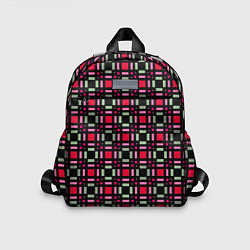 Детский рюкзак Красно-черный зеленый геометрический узор, цвет: 3D-принт