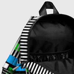Детский рюкзак Геометрический узор сине -зеленый в стиле пэчворк, цвет: 3D-принт — фото 2