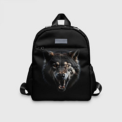 Детский рюкзак Волк чёрный хищник, цвет: 3D-принт
