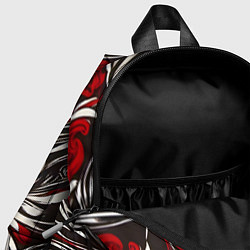 Детский рюкзак Красно белый узор на чёрном фоне, цвет: 3D-принт — фото 2